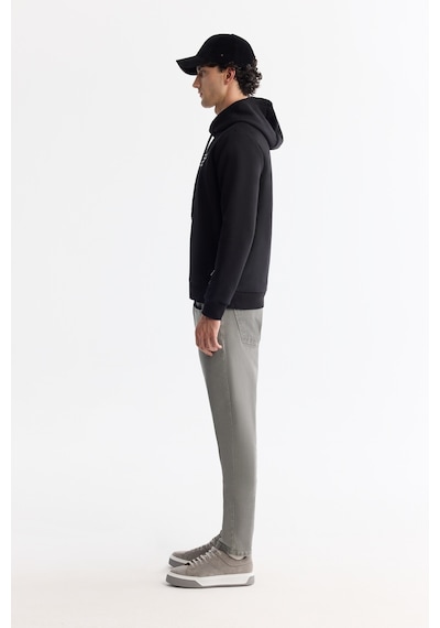 Avva Erkek Siyah Kapüşonlu 3 İplik Şardonlu Baskılı Regular Fit Sweatshirt A42y1303