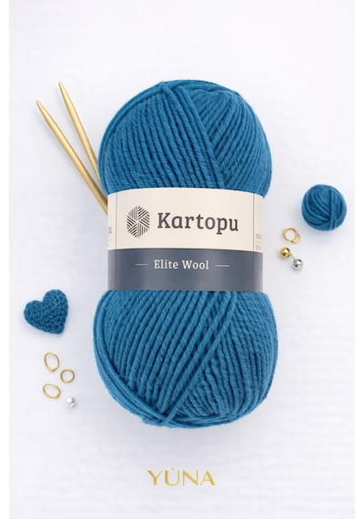 Elite Wool %49 Yün Örgü İpi Kazak & Süveter & Hırka & Yelek Kışlık Örgü İpi K1467 P. Mavisi
