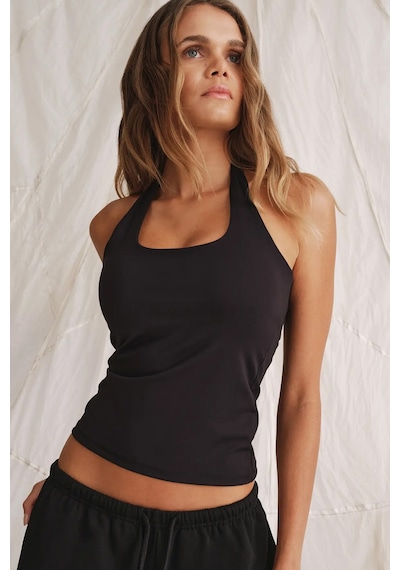 Madmext Siyah Halter Yaka Kadın Atlet Mg2680 Siyah
