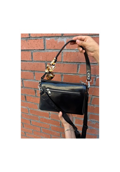 Just Polo Kadın Premium Şal Detaylı Yumuşak Deri Ayarlanabilir Askılı Çapraz El Ve Omuz Çantası Ebat : 28 X 18 Cm Siyah