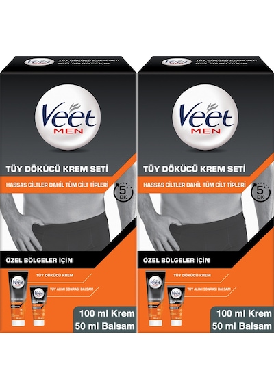 Veet Men Özel Bölgeler İçin Tüy Dökücü Krem 2 x 100 ML + Balsam 2 x 50 ML