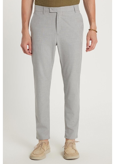Tudors Erkek Slim Fit Dar Kesim Chino Yandan Cepli Pamuklu Gri Pantolon-35722 Gri
