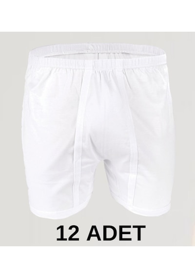 12 Adet Erkek % 100 Pamuk Arjantin Penye Boxer Beyaz 65 Kg-115 Kg 001