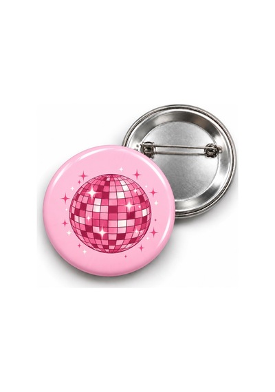 Pembe Disko Topu - 58mm Rozet Çok Renkli