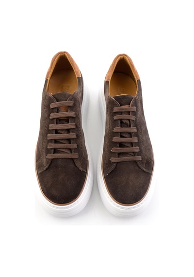 Kahve Hakiki Deri Erkek Sneaker E01811256002 Kahve