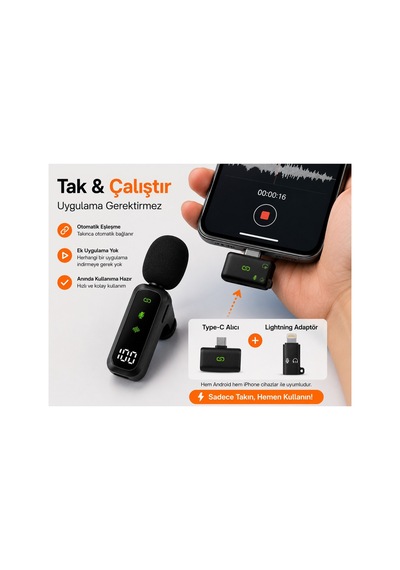 Delux Serisi Kablosuz Yaka Mikrofonu Ry-wm01 Telefon Toplantı Podcast Diğer
