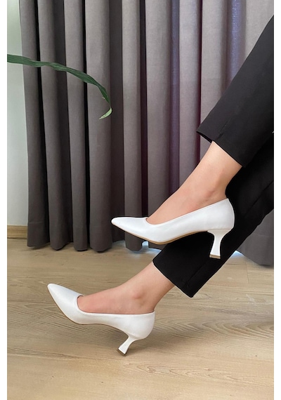 Preshley Kadın Sity Beyaz 6 Cm İnce Topuklu Stiletto Beyaz
