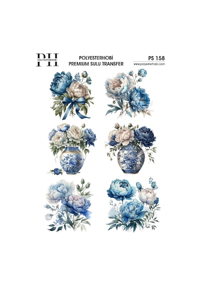 Polyesterhobi Premium Sulu Transfer 25x35 Cm Çiçek Desenli Ps 158