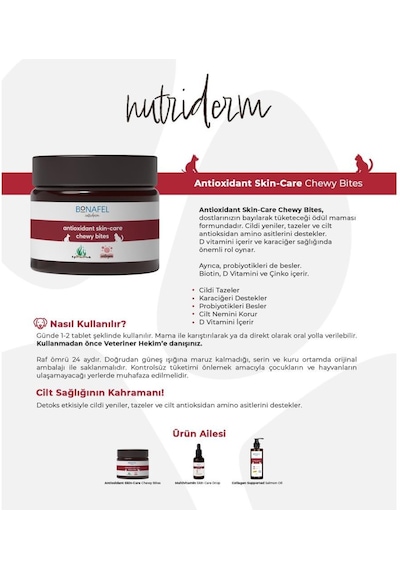 Bonafel Köpekler İçin Deri ve Tüy Sağlığı Çiğneme Tableti 100 G 50 Tablet