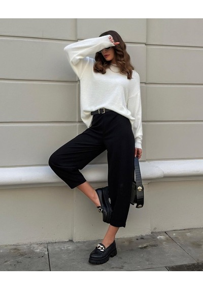 Efnaz Style Kadın Krep Kumaş Balon Pantolon siyah
