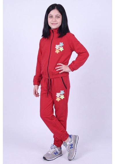 Fyk Kids Kız Çocuk Sweet Heart Baskılı Dik Yaka Çift Cepli Fermuarlı Eşofman Takımı Kırmızı Fyk Kids Kız Çocuk Sweet Heart Baskılı Dik Yaka Çift Cepli Fermuarlı Eşofman Takımı Kırmızı