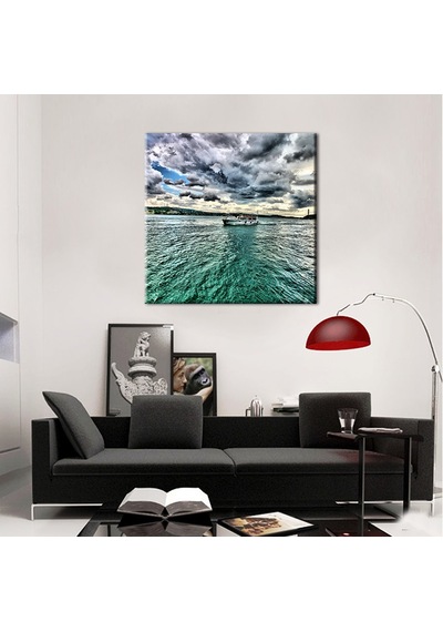 Yeşil Yansıyan Deniz Kanvas Tablo 110x110cm