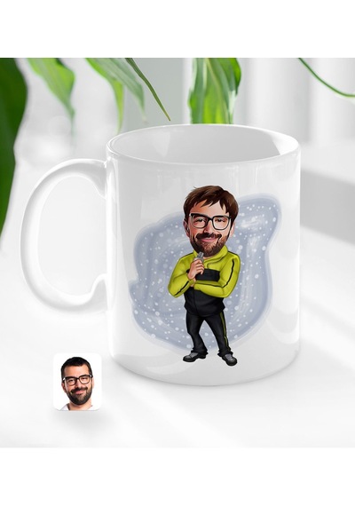 Kişiye Özel Erkek Beden Eğitimi Öğretmeni Karikatürlü Beyaz Kupa