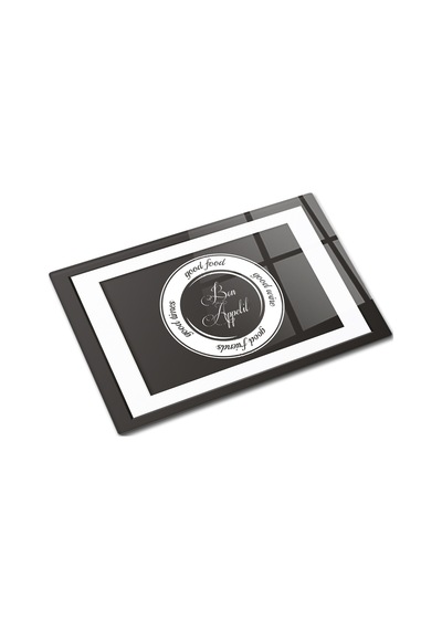 Decorita Cam Kesme Tahtası | Good Food - Siyah Fon | 20 x 30cm