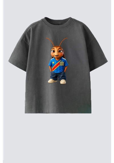 Monila Unisex Çocuk Pamuklu Demokratik Kongo Baskılı T-shirt Antrasit Monila Unisex Çocuk Pamuklu Demokratik Kongo Baskılı T-shirt Antrasit