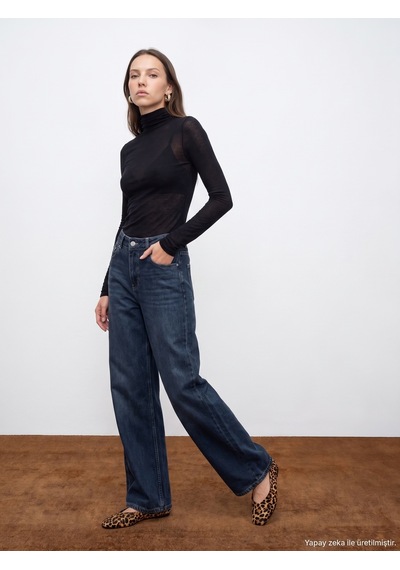 Dilvin 72358 Blue Black Geniş Pantolon-lacivert