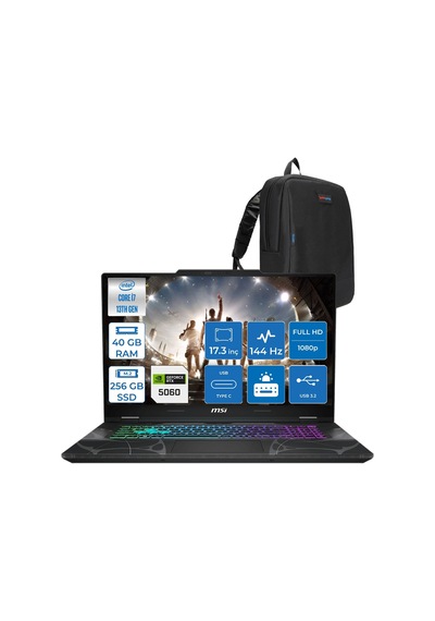 MSI Cyborg 17 B13WFKG-210XTRF16 i7-13620H 40 GB 256 GB SSD RTX5060 17.3" Free Dos Dizüstü Bilgisayar + Zetta Çanta