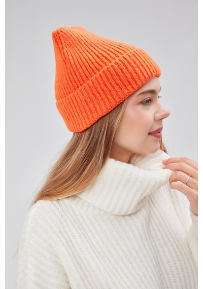 Derikem Basic Şık Standart Lüks Unisex Tiftik Bere Turuncu