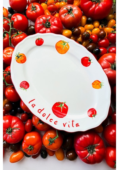 Rakle x Bengi Kurtcebe Pomodoro Stoneware Kayık Sunum Tabağı 34 cm