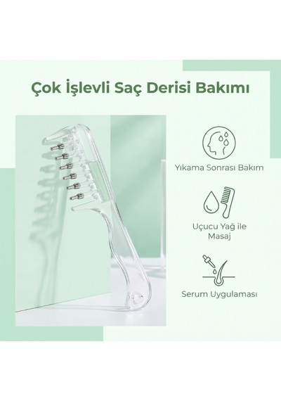 Zvnm Saç Bakım Yağı Uygulama Tarağı - Serum Tarağı - Yeniden Doldurulabilir Hazne Zcv12 Beyaz