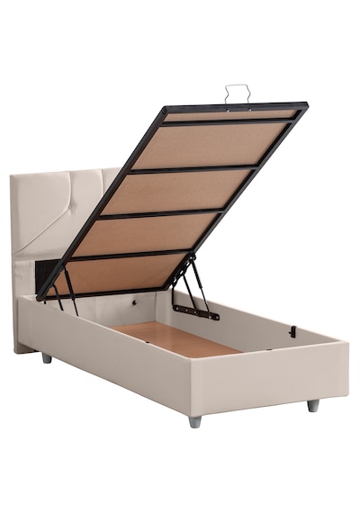Wick Tek Kişilik Baza Başlık Letto Yatak Seti - Krem 90 x 200
