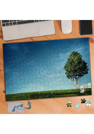 Mavi Gökyüzünün Altında Ağaç 240 Parça Puzzle Yapboz Tablo-717
