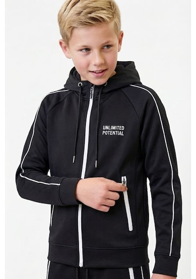 Pina Kids Erkek Çocuk Unlimited Şeritli Kapüşonlu Düz Paça Reglan Kol Dalgıç Kumaş Eşofman Takımı Esf7014 siyah Pina Kids Erkek Çocuk Unlimited Şeritli Kapüşonlu Düz Paça Reglan Kol Dalgıç Kumaş Eşofman Takımı Esf7014 siyah