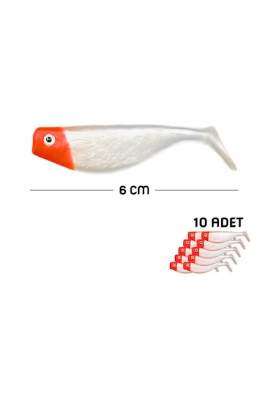 Silikon Balık Yem - Dft - 6cm - Kırmızı/beyaz 141-3017 - 10'lu Paket