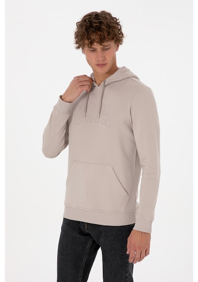 U.S. Polo Assn. Erkek Regular Fit Kapüşonlu Taş Basic Sweatshirt 50315663-VR049