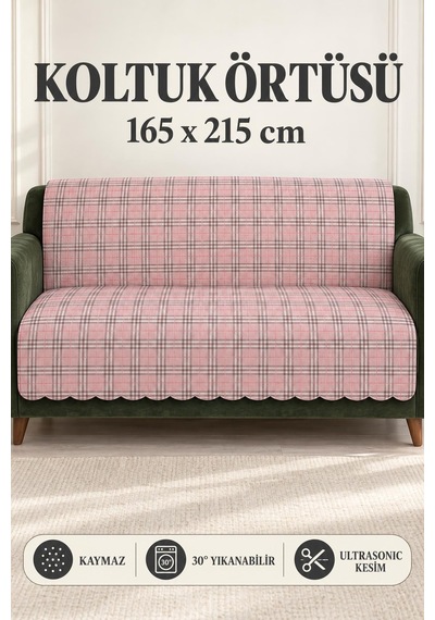Çok Amaçlı Kadife Koltuk Örtüsü Kaymaz Süngerli 165x215 Cm Modern Bohem Çekyat Şalı Piknik Masa Örtüsü Alk4 pudra