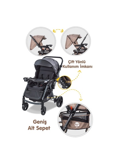 Combo Maxi Pro Çift Yönlü Bebek Arabası Siyah