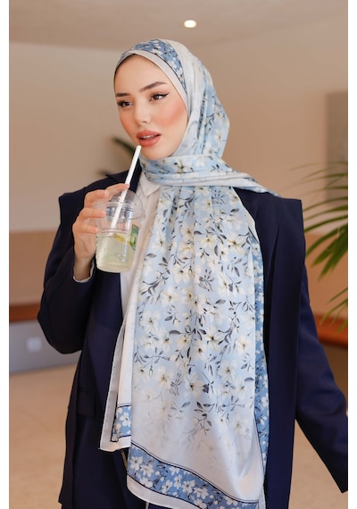 Mimiyum Lemon Flower Nayf İpek Şal - Krem