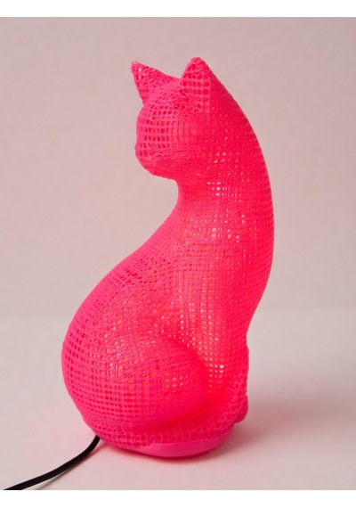 Dekoratif Kedi Figürlü Gece Lambası 3d Yazıcı Baskı Hediyelik Masa Lambası Aydınlatma 23cm Pembe