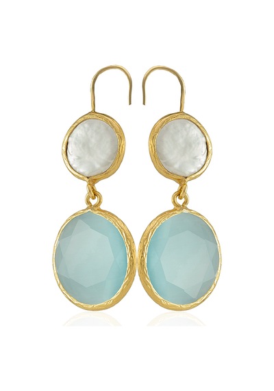 Kadir Jewellery 22 Ayar Altın Kaplama Kadın İnci Küpe -el İşçiliği Ve Hipoalerjenik Küpe Açık Mavi 14729346