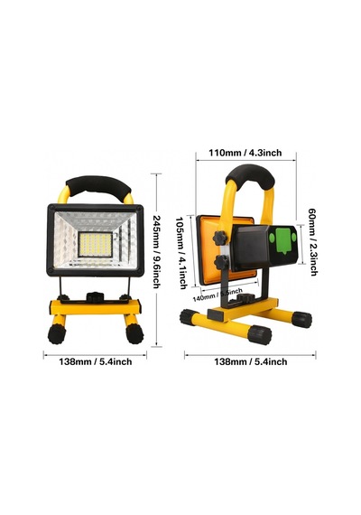Br P30 Ip65 Waterproof 20led 30w Taşınabilir Şarjlı Led Projektör Çok Renkli