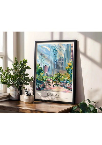 Dallas Texas Ahşap Çerçeveli Dekoratif Duvar Tablosu