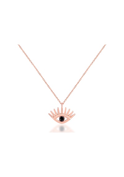 Siyah Taşlı Göz Figürlü Rose Altın Kaplama Gümüş Kolye Gold - Rose Gold - Gümüş Siyah Taşlı Göz Figürlü Rose Altın Kaplama Gümüş Kolye Gold - Rose Gold - Gümüş