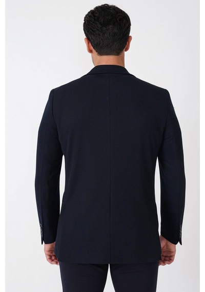 Slim Fit Torba Cepli Esnek Yünlü Lacivert Ceket C 745