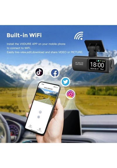 Dash Cam Araç Kamerası Ön Arka Kayıt, Gps Takip, Wifi Bağlantı, 3840x2160p 4k Ultra Hd