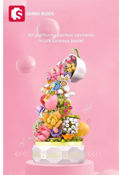 Sembo Block Huayan Cayı Muzikli Florist Seti 575 Parça Yapı Blokları