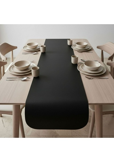 1 Adet Deri Runner Oval Kenarlı-40x140 Cm Siyah