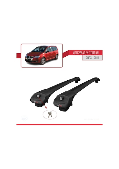 Volkswagen Touran 2003-2010 Arası İle Uyumlu Ace-1 Ara Atkı Tavan Barı Siyah
