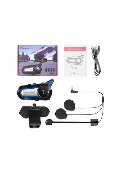 Bt31 İntercom Su Geçirmez Fenerli Bluetooth Motorsiklet Kulaklığı Motosiklet İnterkom Kask Kulaklık
