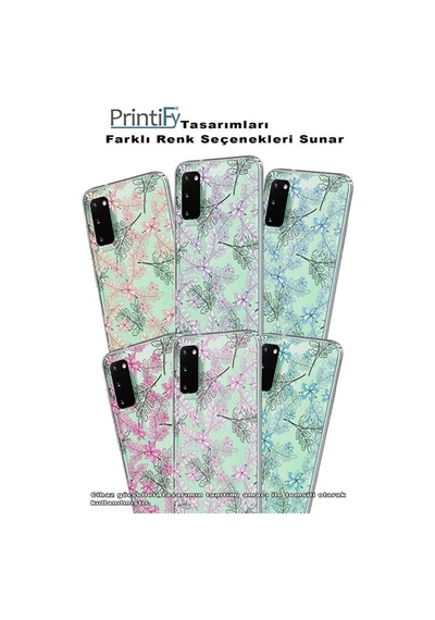 Xiaomi Redmi Note 14 5g İle Uyumlu Floral Pudra Baskılı Kamera Korumalı Şeffaf Kılıf