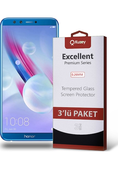 Huawei Honor 9 Lite ile Uyumlu Kırılmaz Temperli Ekran Koruyucu Cam Ekonomik 3'lü Paket