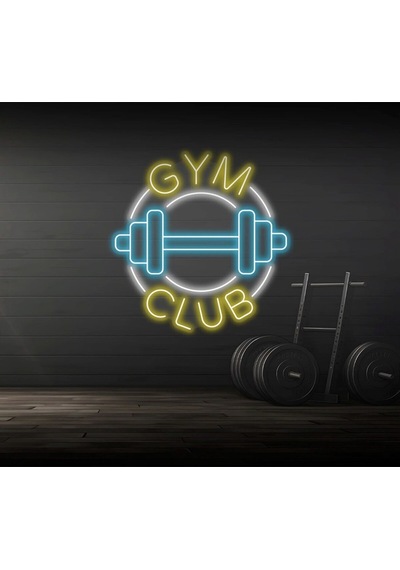 Gym Club Yazılı Ve Şekilli Neon Tabela Turkuaz