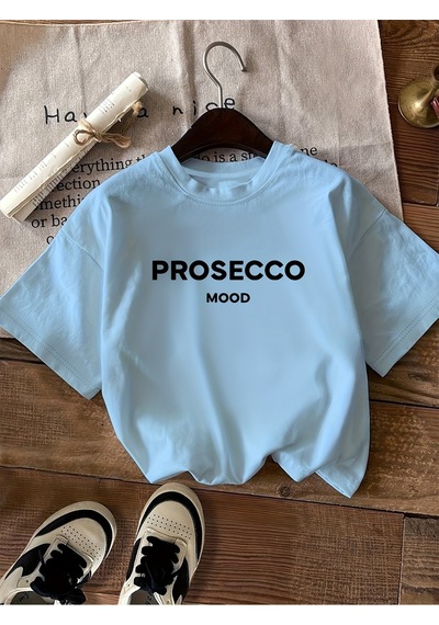Uyguntarz Unisex Prosecco Baskılı Tasarım Tshirt Bebe Mavisi