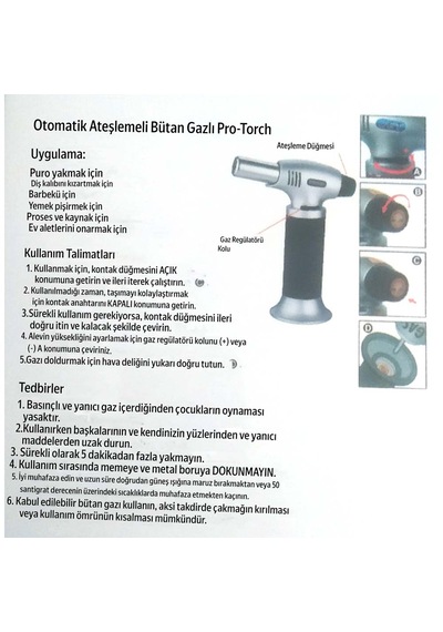 Pioze Ateşlemeli Torch Pürmüz Çakmak, 1300 C Ayarlanabilir Yüksek Alevli Emniyet Kilitli Çakmak Siyah - Gri