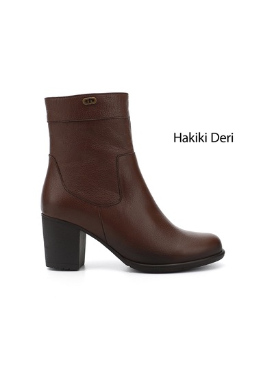 Gönderi(R) Gönderi R Kadın Kahve Floter Fermuarlı Kalın Topuklu Hakiki Deri Bot Gkzb13448457 Kahve