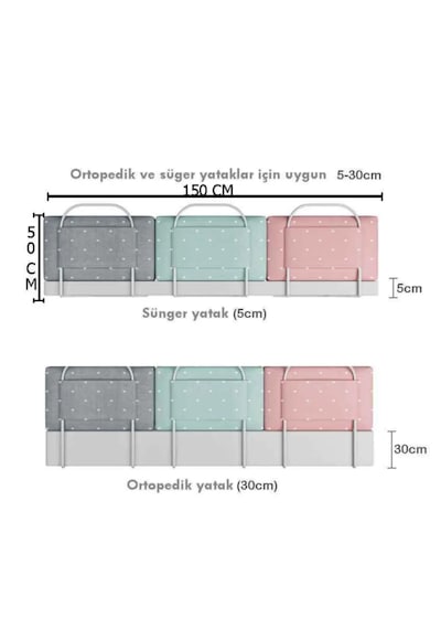 150 Cm Yeni Nesil Yatak Bariyeri, Yatak Koruyucu Yeşil